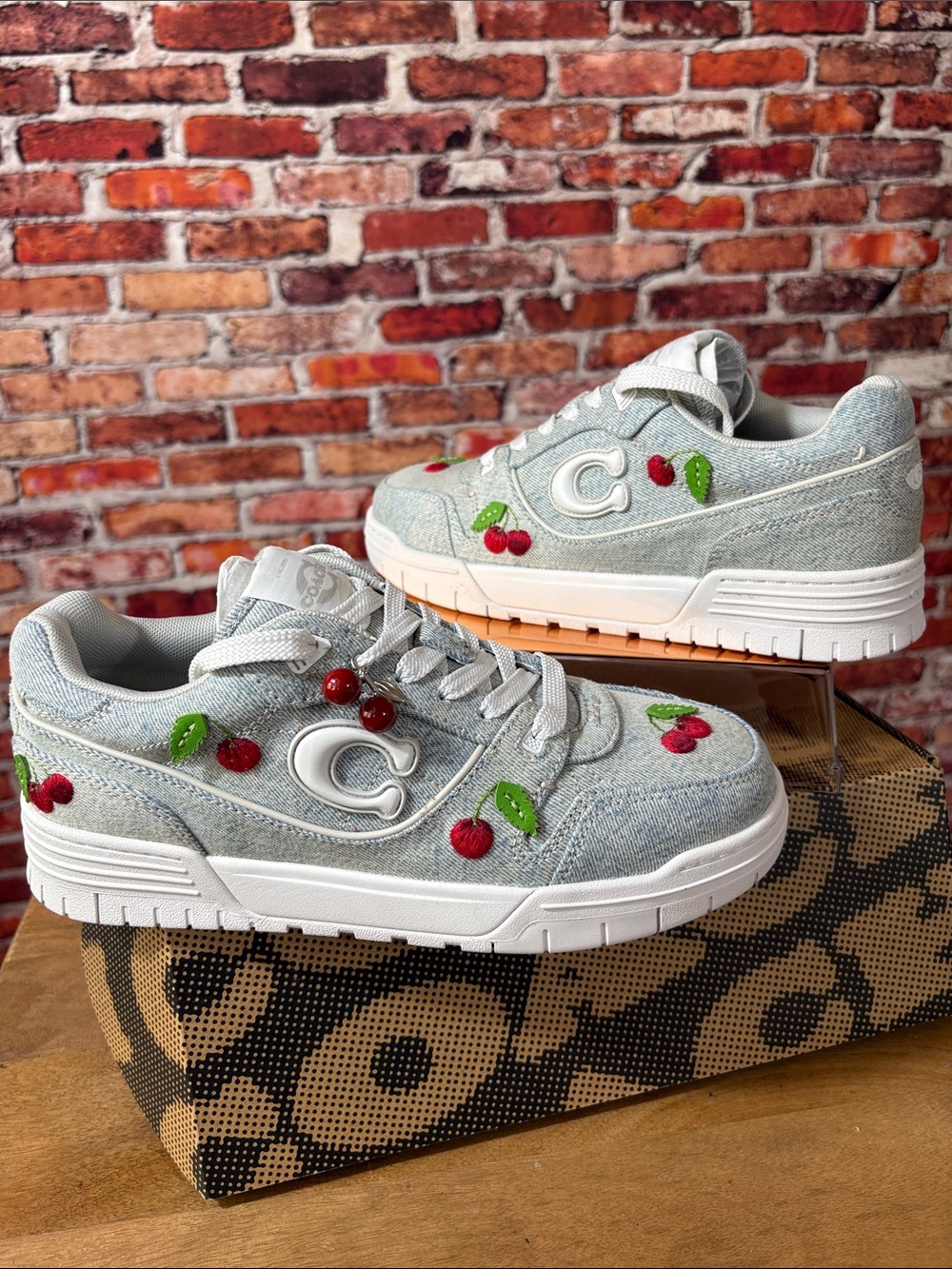 Coach Light Denim Red Cherry Embroidery SoHo Sneakers CoquetteGirl 8